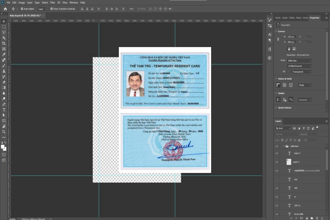 Carte de séjour au Vietnam template